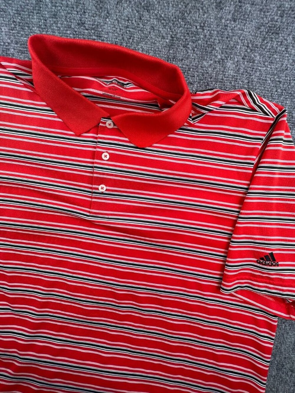 Adidas Golf Striped Orange Polo Shirt XL Short Sleeve Polyester Adult Casual